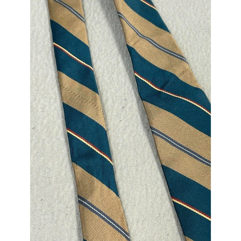 Robert Talbott Tie Mens H. Davis‎ & Sons 100% Silk Hand Sewn Teal Tan Stripped